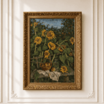 Винтажная картина на холсте «Натюрморт с подсолнухами» 81×115 см