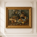 Винтажная картина на холсте «Натюрморт с фруктами и цветами», 59 × 49 см