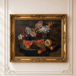 Винтажная картина маслом «Натюрморт с арбузом», 82 × 71 см
