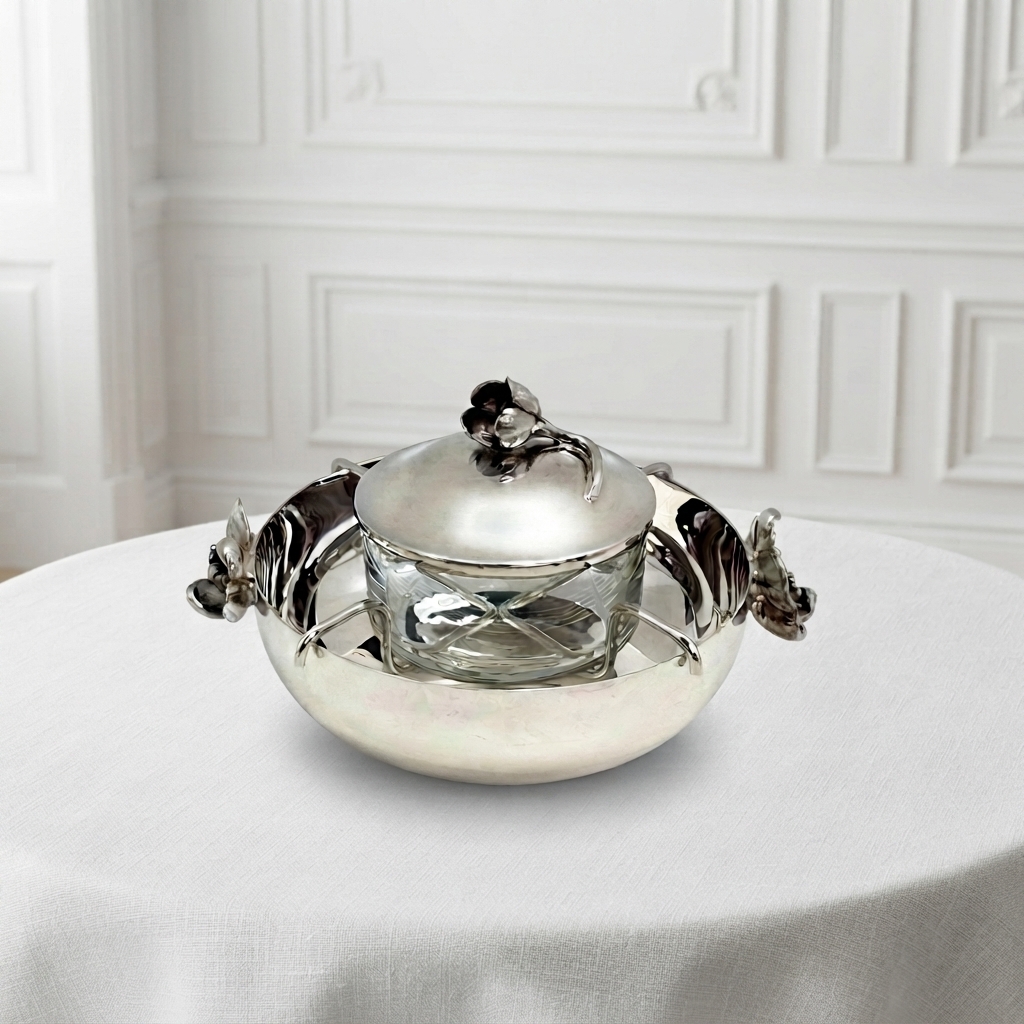 007 Make_caviar_dish_smaller_202607172127 Икорница Christofle Anemone посеребрение — изображение 1