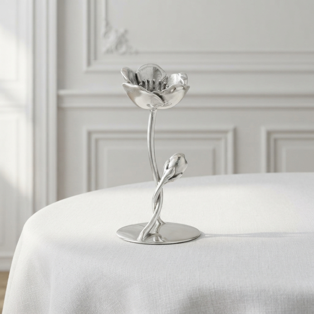 031 Object_on_white_tablecloth_202607171908_2 Подсвечник Christofle Anemone 10 см посеребрение винтаж — изображение 1
