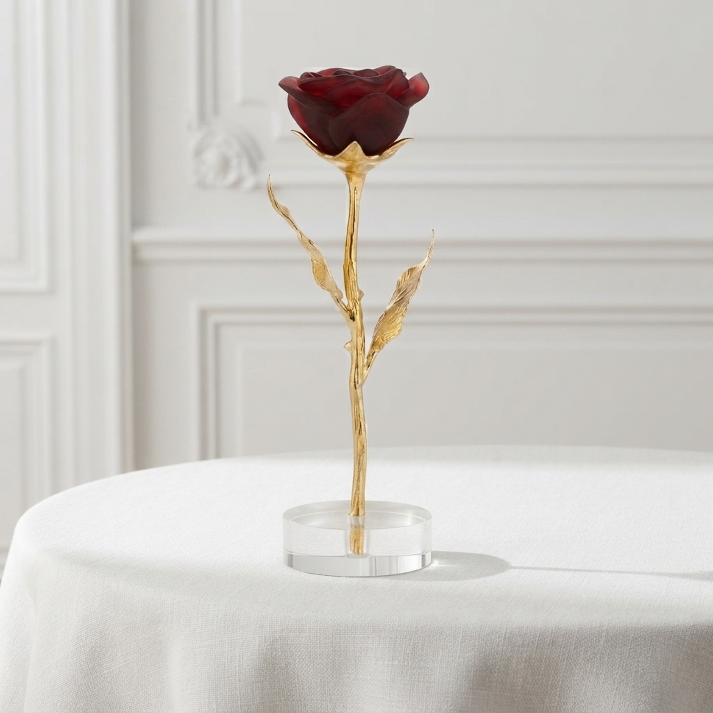 089 Object_on_white_tablecloth_202607172127_64 Статуэтка Daum Rose Eternelle 27 см — изображение 1