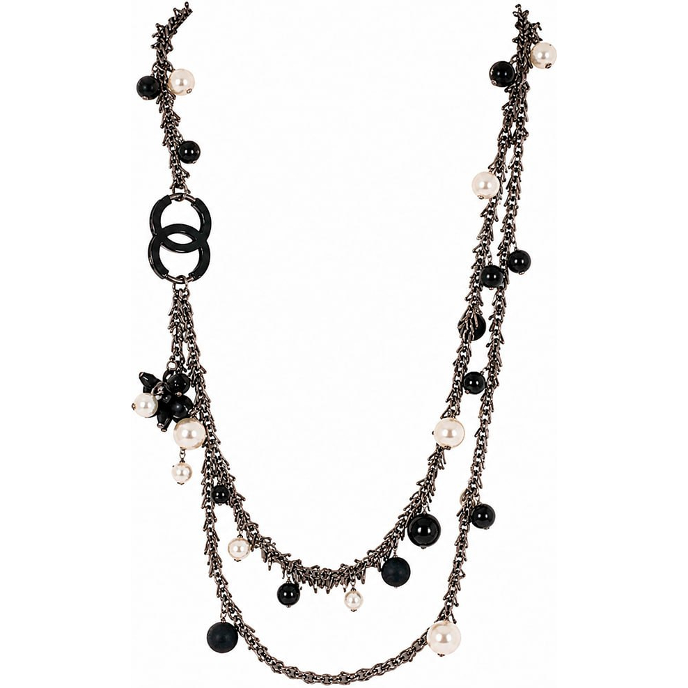photo_3_2026-07-20_20-07-37 Длинное колье CHANEL CC Logo Faux Pearl & Black Bead (2Way Chain) — изображение 1